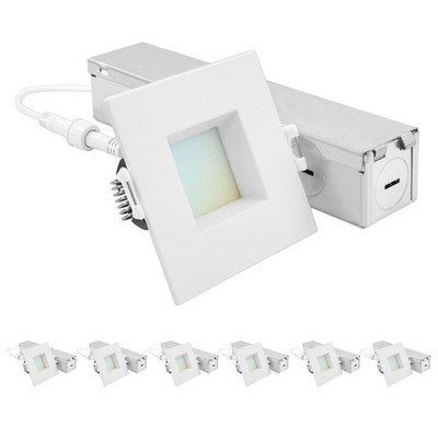 Luxrite 2'' Square LED Recessed Light J-Box 8W 5CCT 660LM Dimmable Wet Rated 6PK