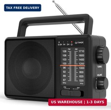 Portable AM FM Radio with Sleep Timer, USB-C or Battery Operated