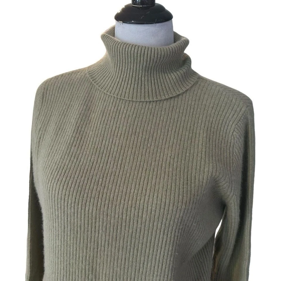 Grayson & Dunn минималистский кашемир водолазка свитер женщин L зеленый уютный ребристый - Изображение 2 из 4