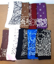 Vintage Bandanas Handkerchiefs Lot Of 9 Cotton USA  16429-14193-15898