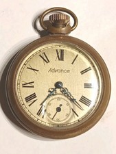 Vintage Advance Pocket Watch Train Locomotive Engine On Back