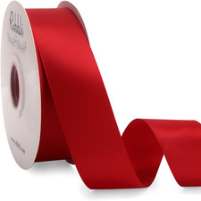 Red Satin Ribbon Double Faced Satin 1-1/2 Inch X Continuous 50 Yards-Red Ribbon