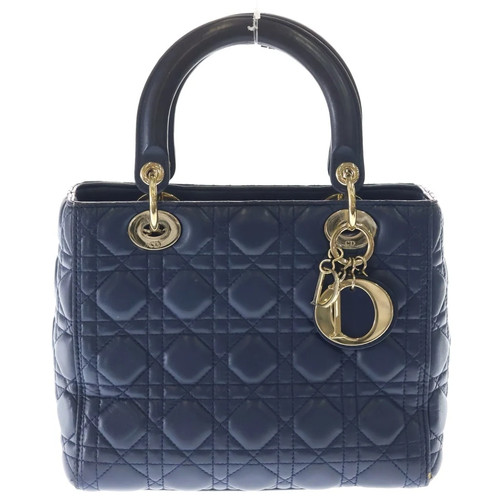 Christian Dior MONSIEUR Lady Dior Medium Handbag Blue Unisex #BRG1363