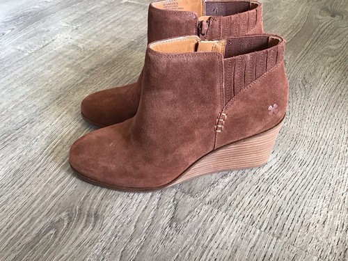 Lucky Brand Womens Zorla Nubuck Brown Wedge Ankle Bootie Size 8.5 M - Picture 5 of 14