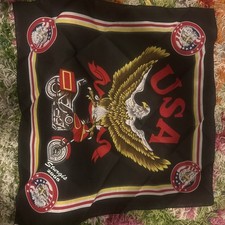 Vintage USA Eagle Motorcycle Bandana Black Scarf Handkerchief Cowboy Headband