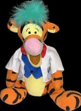 Disney Store Mad Scientist Tigger Mini Bean Bag Set 8" Plush Vintage