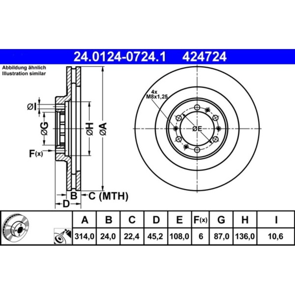 Bremsscheibe ATE 24.0124-0724.1 (2 Stk.)-image