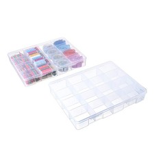 2 Pack Fixed 16 Grids Clear Plastic Large Compartment Container Case, Transpa...