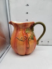 Ceramic Glossy Finish  Autumn Pitcher/Planter Pumpkin/Gourd/Fall/Foliage 2008