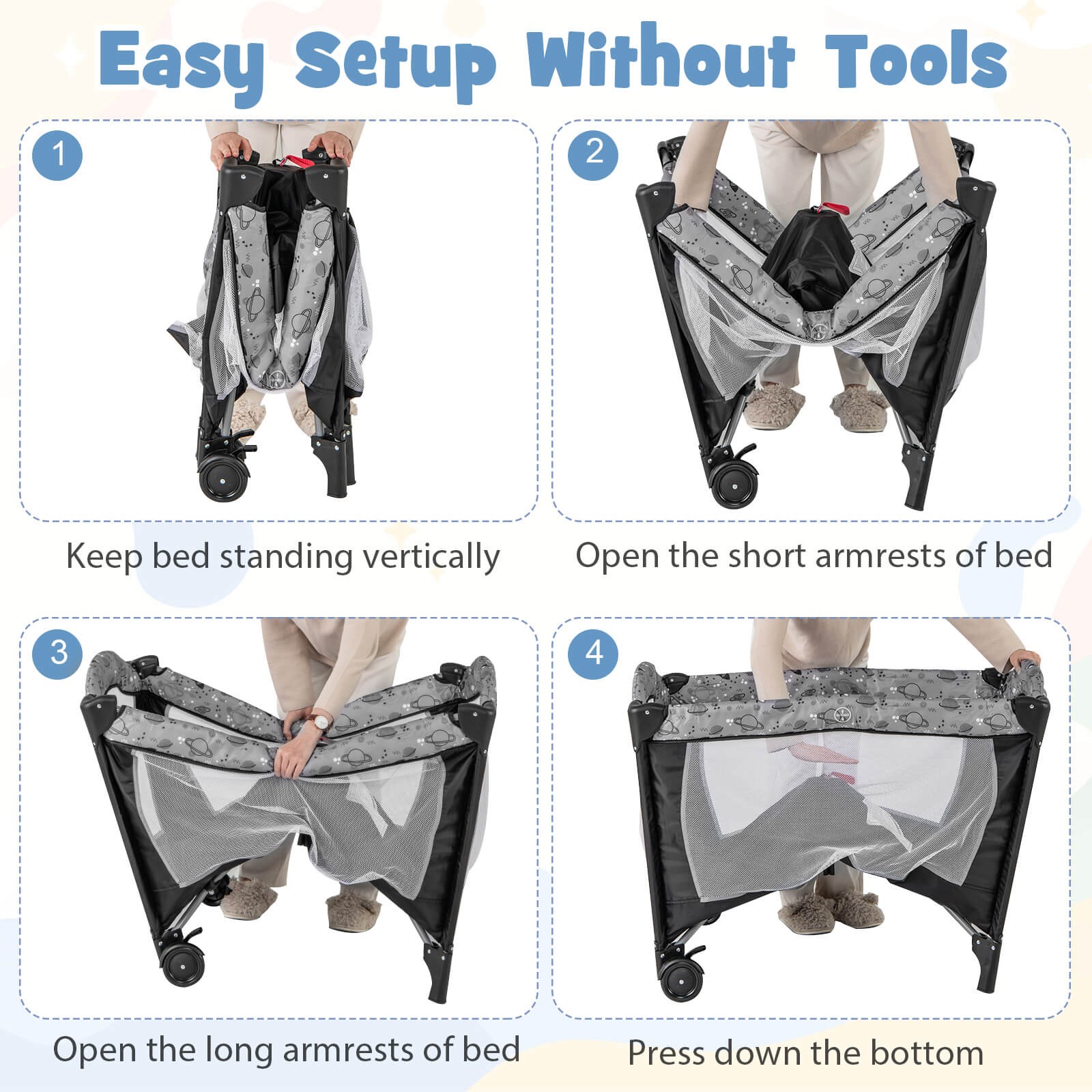 3-in-1 Baby Bassinet Portable Pack and Play w/ Removable Changing Table Mattress