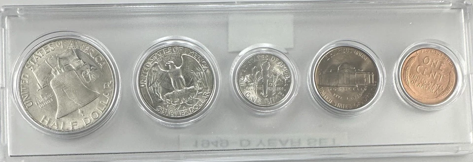 1949-D Mint 5-Coin Year Set – AU – Toned Nickel – 90% Silver – Denver Mint Set 2 - Image 4 of 4