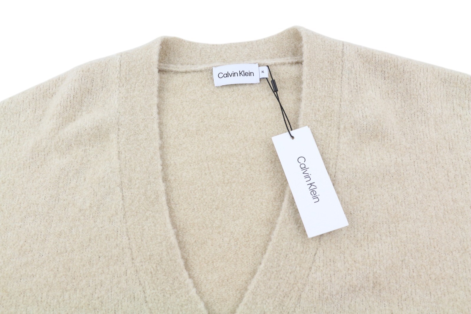 CALVIN KLEIN Wool Blend Boucle Men Jumper XL Wool Blend Teddy Cardigan RRP199 image 4