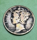 Silver Mercury Dime 1934 D Colorful Rainbow Album Toning--See Video Coin