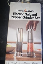  Rechargeable Electric Salt and Pepper Grinder Set 2 ThermoMaven 110ml 