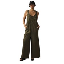 Anthropologie Daily Practice Sz S Green The Palmra Cotton Wide Leg Jumpsuit