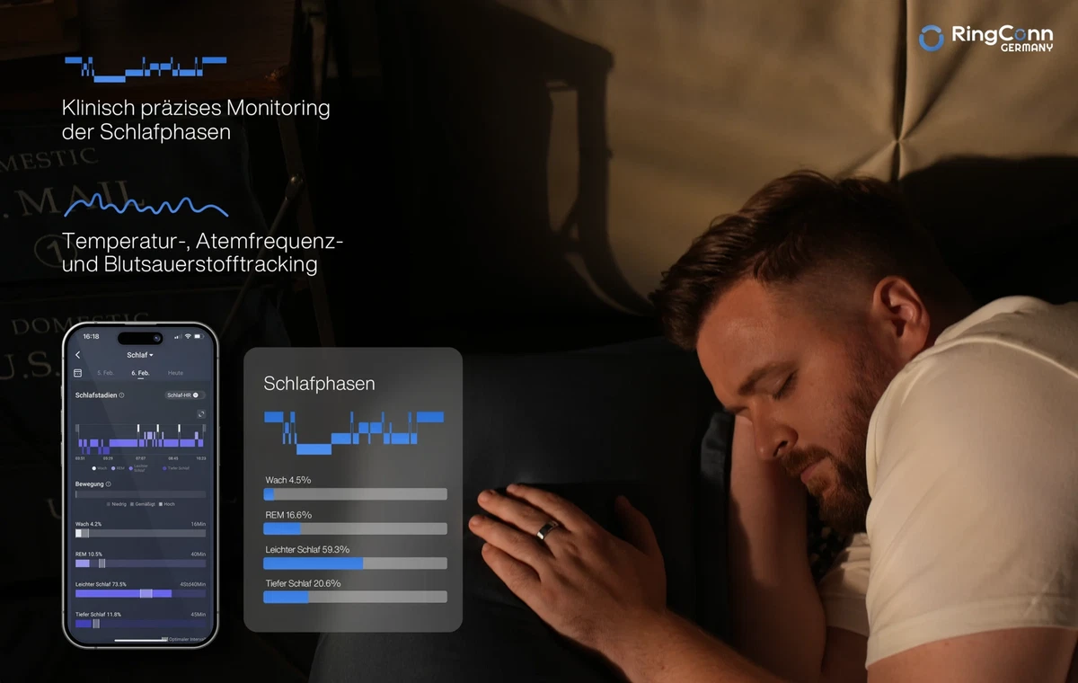 RingConn Smart-Ring Gen 2 Gr. 9 Aktivitäts-Tracker IP68 Silber