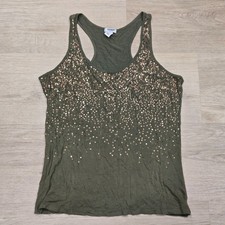Vintage Y2k 00 Old Navy Green Sequin Racerback Tank Top L Sleaze Grunge Festival