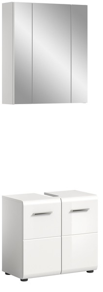 Xonox.Home 2 Tlg. BadmöBel-Set Unterschrank Spiegelschrank Ice Weiß 60X185X32 Cm-image