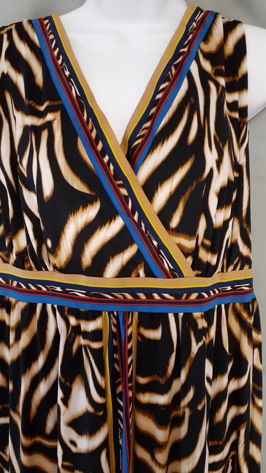 Vestido INC Rojo Azul Negro Marrón Maxi Sin Mangas Plus 2X 50" BUSTO Foto 4 de 4