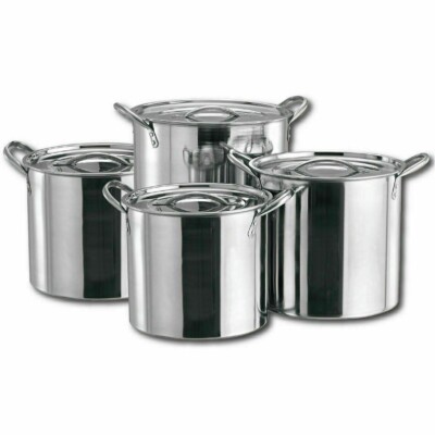NEU 4-TEILIGES GROSSES EDELSTAHL GASTRONOMIE TIEFE SUPPE KOCHTOPF SUPPENTOPF SET