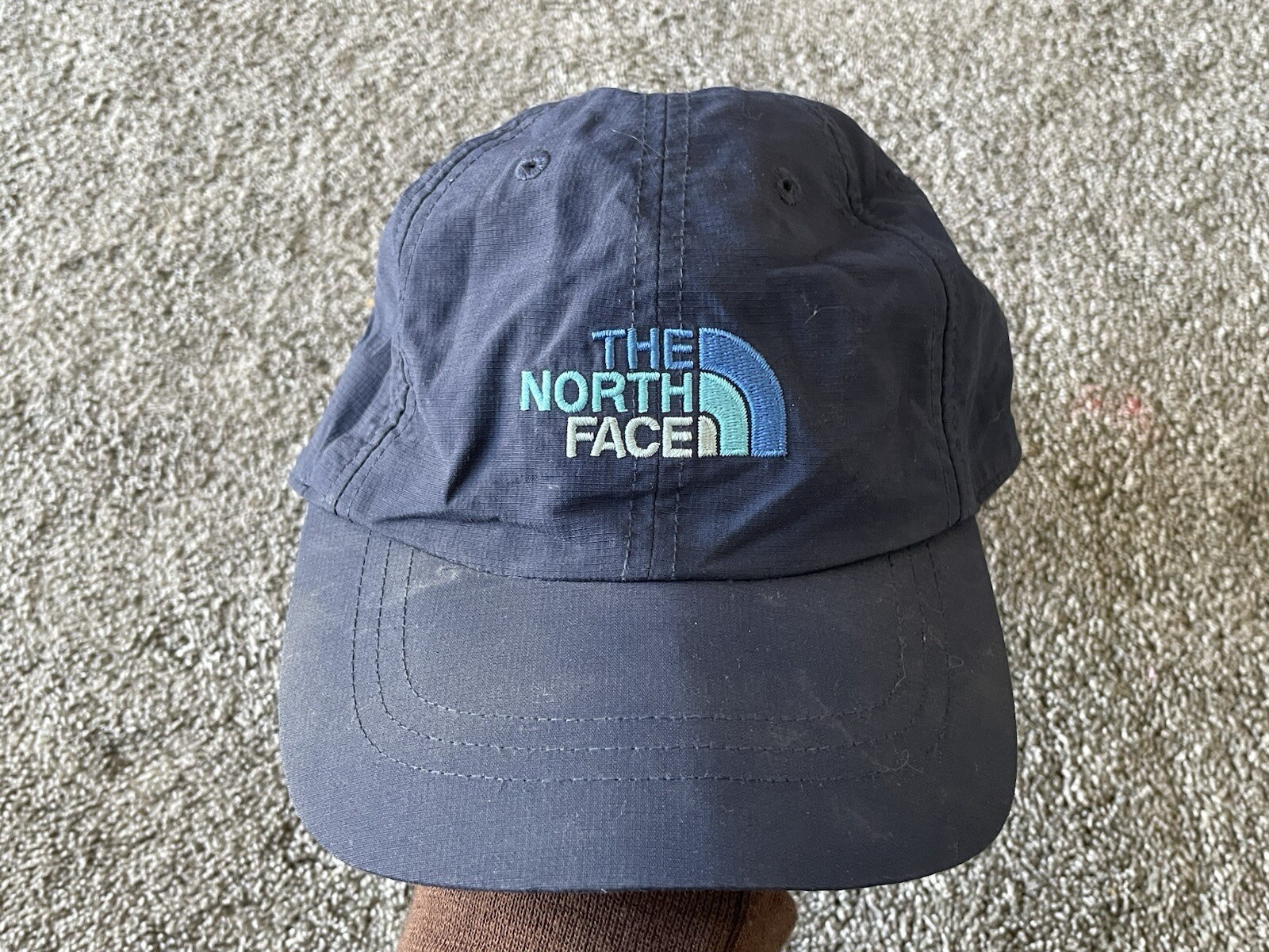 North Face Blue Strap Back Cap for Hiking Outdoor Gorpcore Style