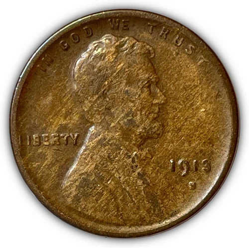 1913-S Lincoln Wheat Cent Extremely Fine XF Coin #4175