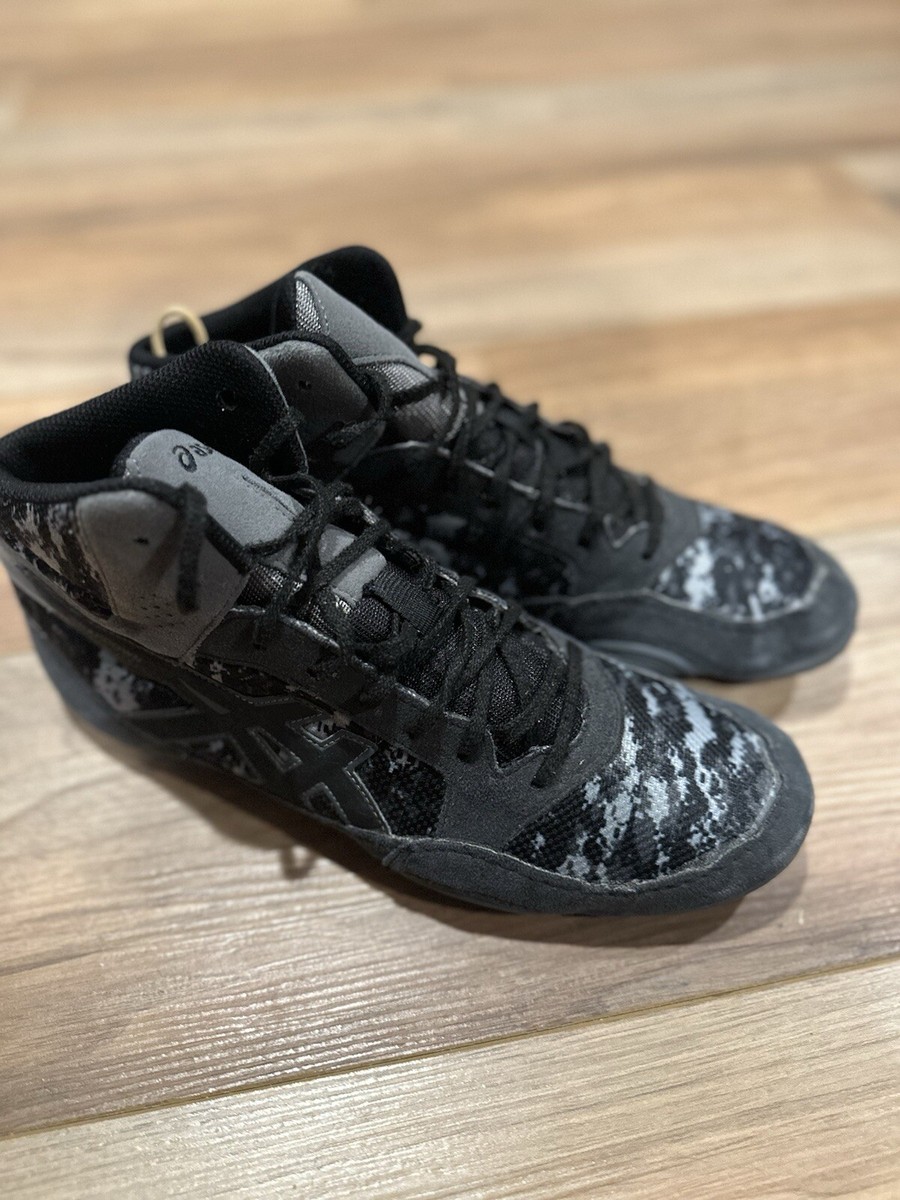 Asics Snapdown Wrestling Shoes Combat MMA Suede Black Camo Mens US