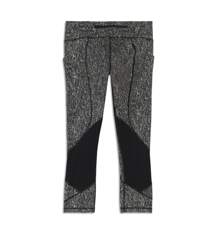 Lululemon Leggings Womens 6 Black White Pace Rival Crop Speckle