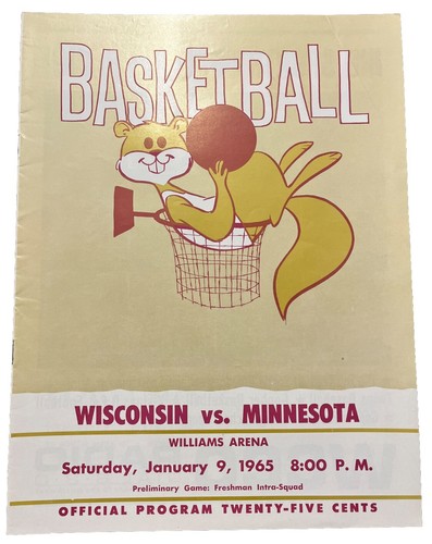 Minnesota Golden Gophers Vs Wisconsin Basketball Jan 9, 1965 Program (B135) - Photo 1/3