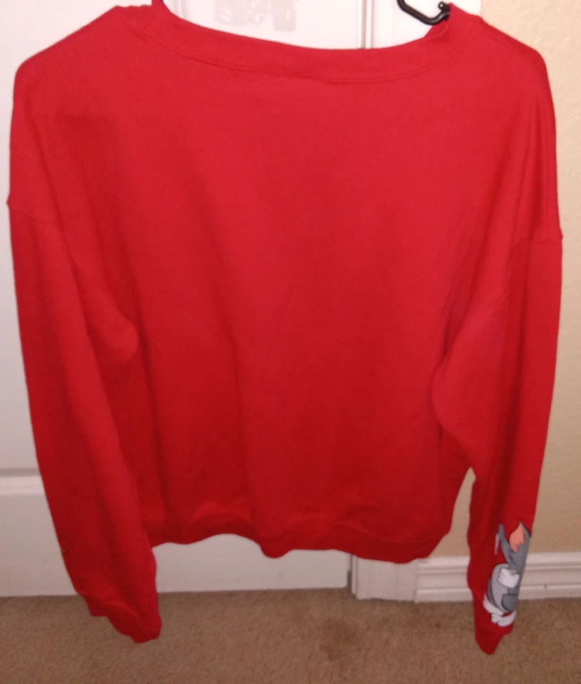 Tom and Jerry Kid's sz L (11-13) Red Graphic Frenemies Forever Crewneck Sweatshi - Image 2 of 2