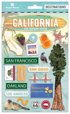Crafts Stickers Dimensional California San Diego San Francisco Bridge 66 LA