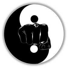 Yin Yang Fist Car Bumper Sticker Decal - 3'' or 5''