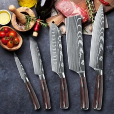 5PCS Chef Knife Includes Chef Knife Santoku Knife Paring Peeling Knives Cleaver