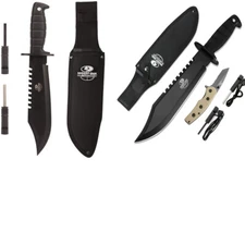 Mossy Oak 15" Fixed Blade Survival Bowie Knife Folding Pocket Knife Set w/Sheath