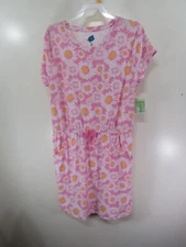 New Extremely Me Dress Size 14 Girls Pink Floral Short Sleeve Elastic Waist