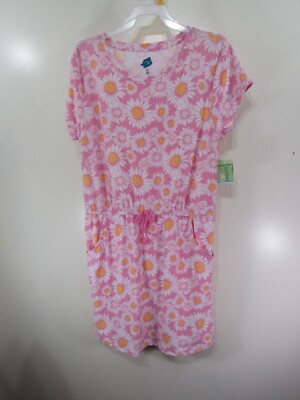 New Extremely Me Dress Size 14 Girls Pink Floral Short Sleeve Elastic Waist
