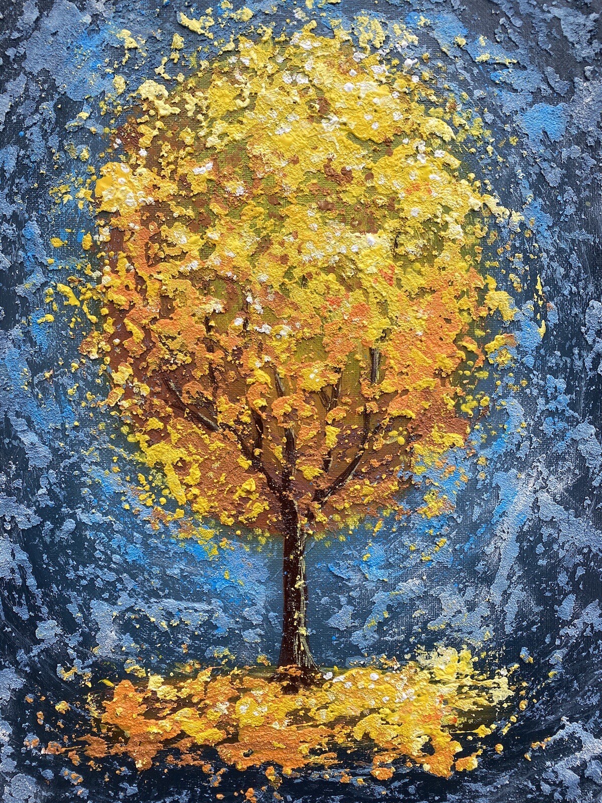 Original Oil Painting Tree Of Life Art Golden Tree Painting Texture Landscape