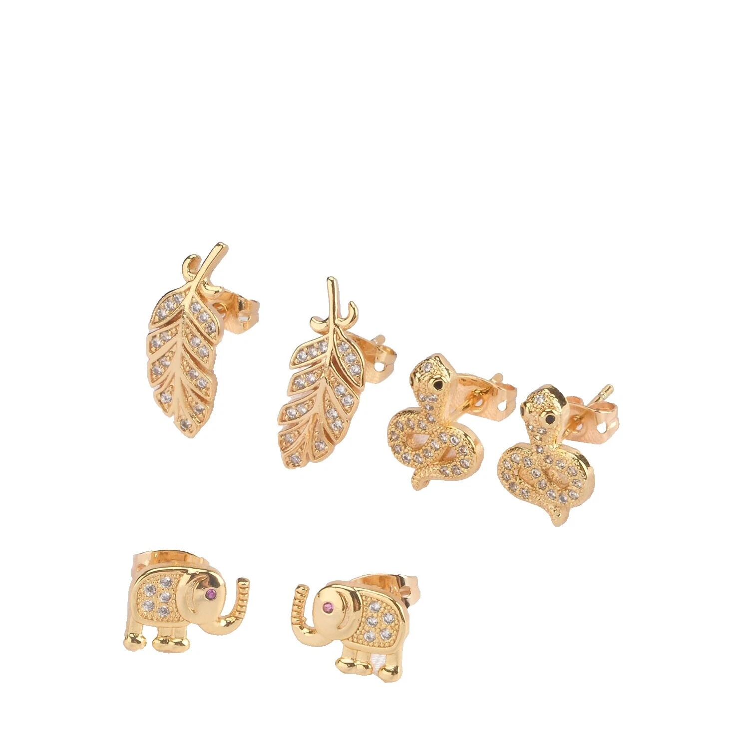 Feather Yellow Gold Filled Fashion Earrings