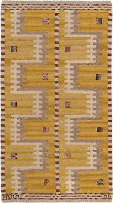 Rugs 6x8 8x10 9x12 10X14 Swedish Marianne Richter Inspired Rug Gold Red Kilim Ru