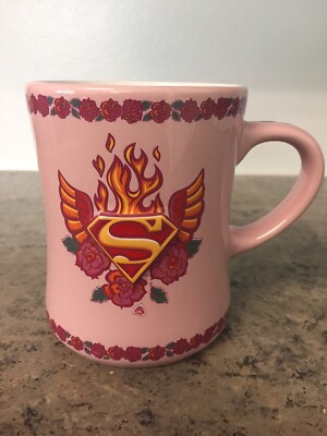 Six Flags Magic Mountain DC Superman Supergirl Pink Coffee Mug ''#1 Teacher
