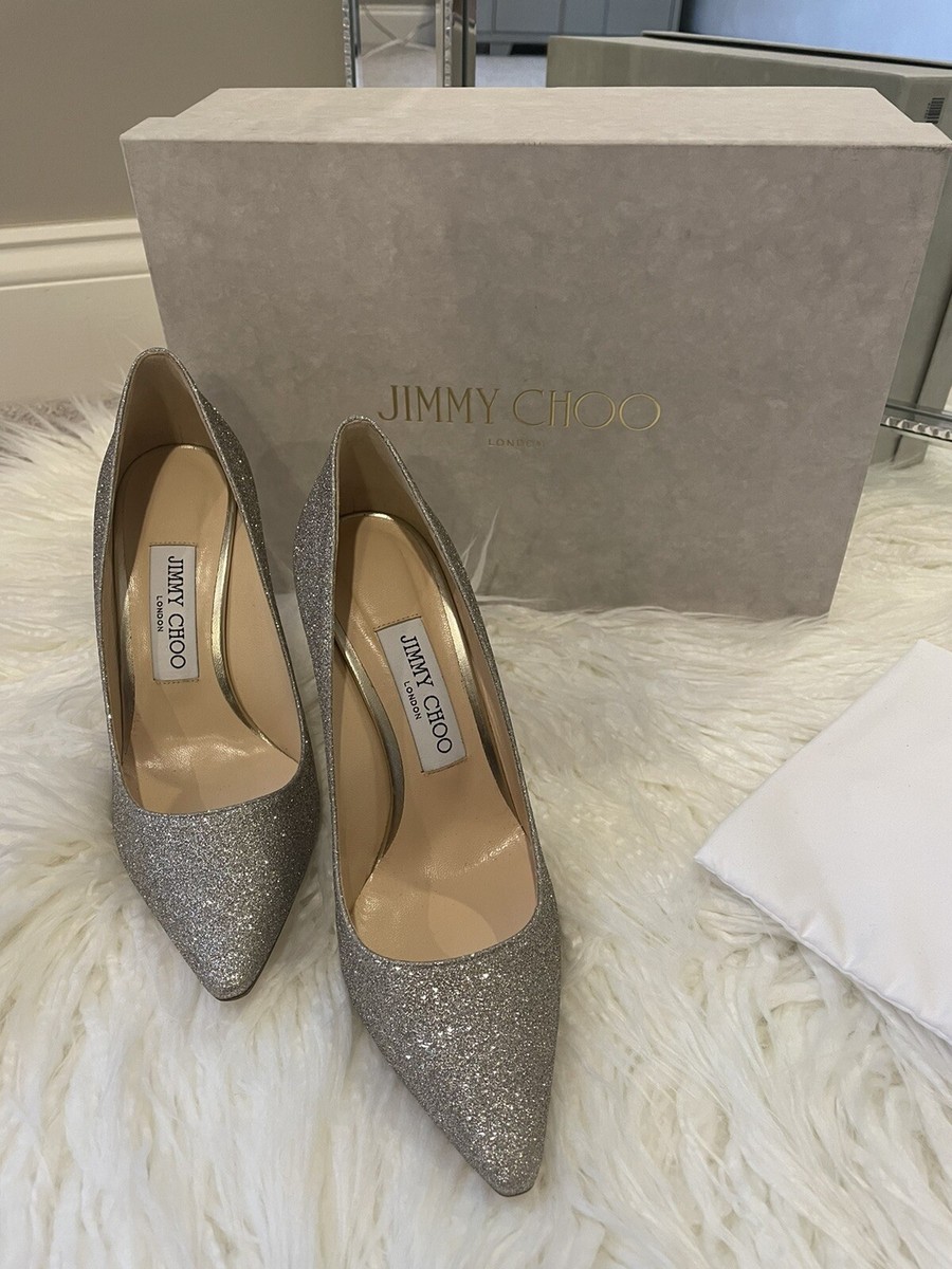 Jimmy Choo Romy 100 Platinum Ice Dusty Glitter Pumps Size 36 Jimmy Choo Romy 100 Platinum Ice Dusty Glitter Pumps Size 36