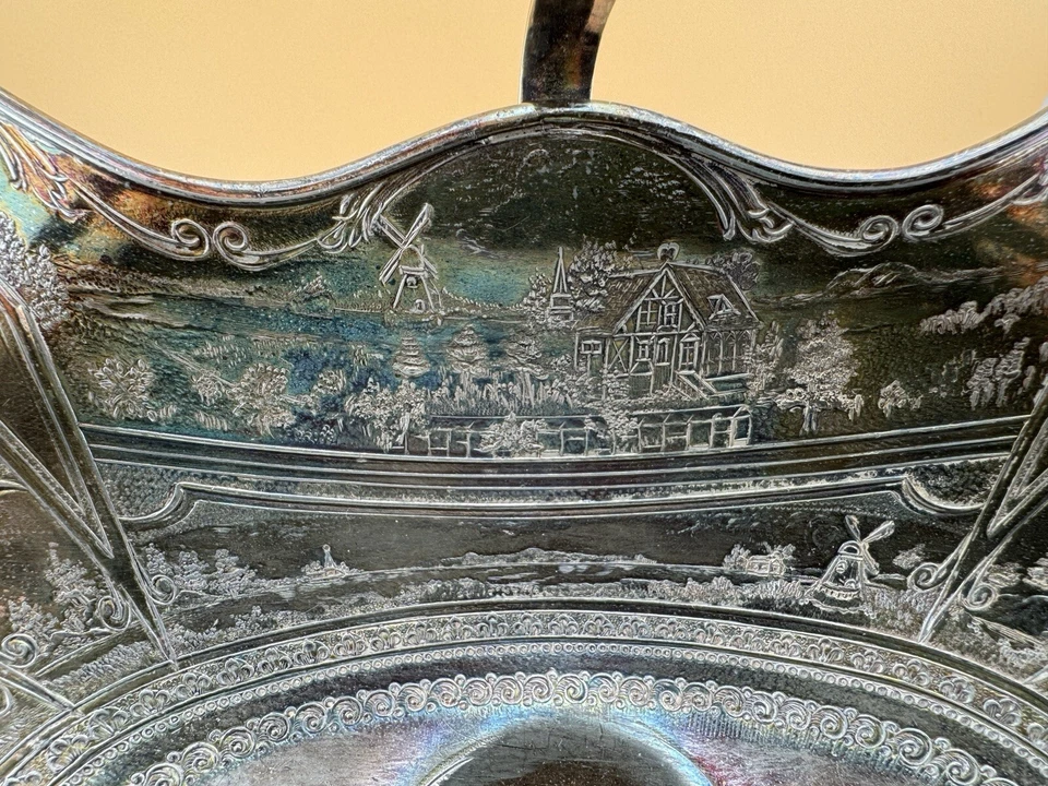 HS Co. Hartford 镀银婚礼新娘篮子 ~ 无邮票 — 第 3/4 张图片