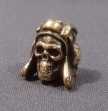 Unique Bronze Paracord Leather Knife Lanyard Beads HANDMADE metal pendant bead