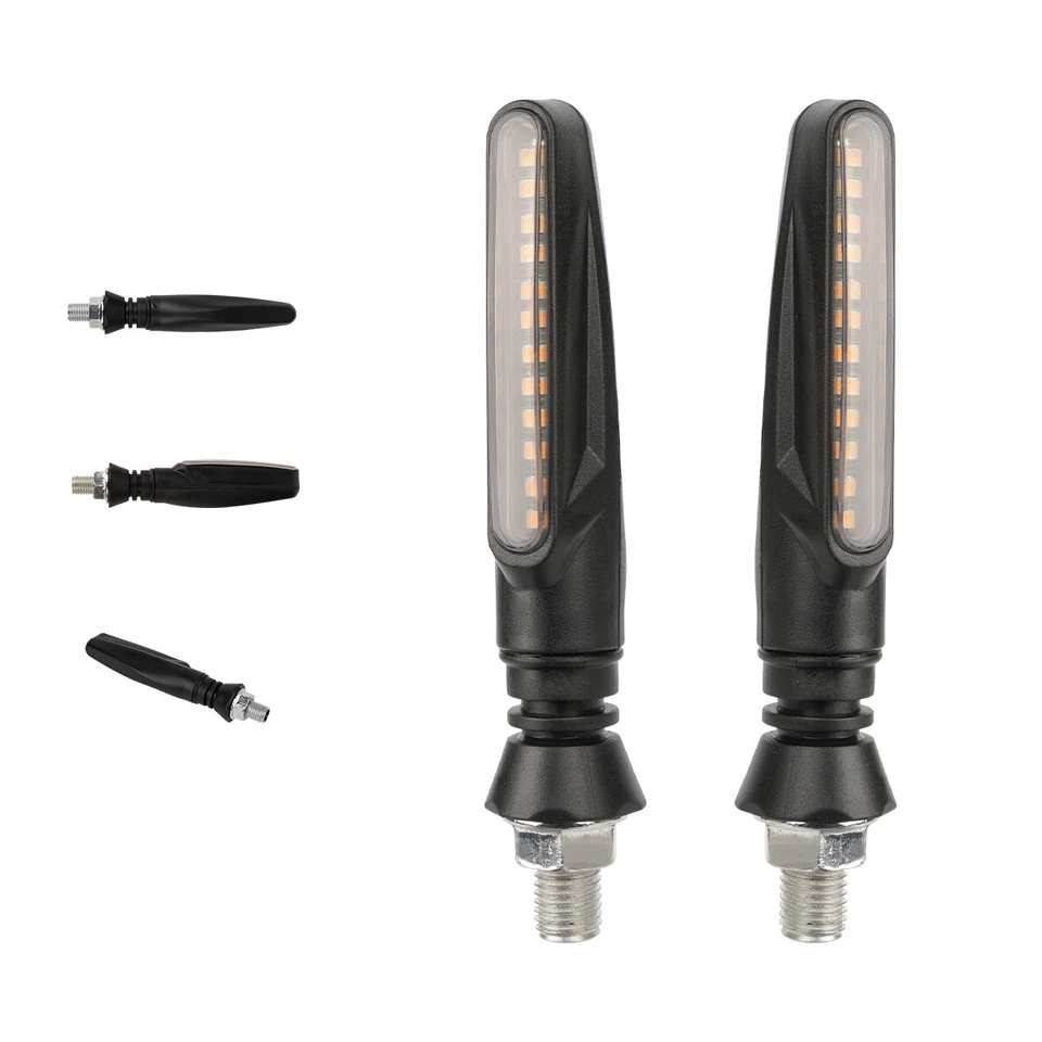2x Flowing LED Motorcycle Turn Signals Light Blinker Indicator Tail Lights Amber - Image 2 of 4