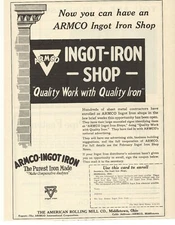 1925 Armco Ingot Iron Advertisement The American Rolling Mill Co. Middletown, OH