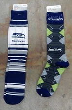 2 Pack NFL Seattle Seahawks Gift Socks Mas Stripes Dress Gray Fan Nation 12 Man