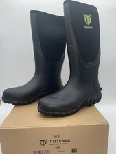 TideWe Rubber Work Boot for Men with Steel Shank Waterproof Size 8 Black