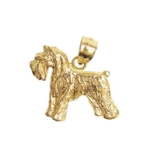 New 14k Yellow Gold Terrier Dog Pendant