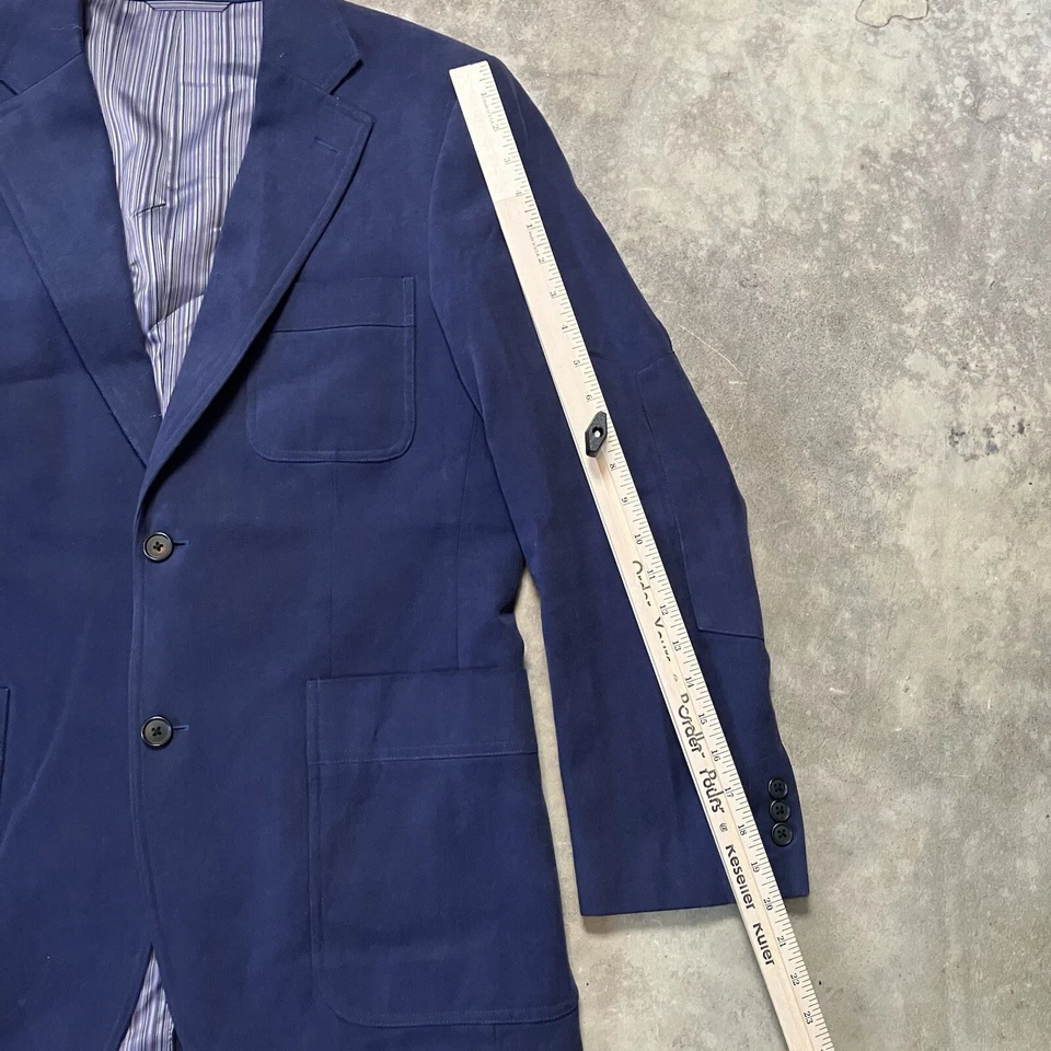 Ibiza Sport Coat Blazer Mens 40R Sorrento Cotton Blue Single Breasted Jacket - Image 2 of 4