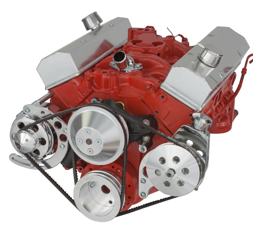 Kit de correa en V Chevy bloque pequeño SBC 283 302 305 350 400 bomba de agua larga LWP Foto 2 de 3